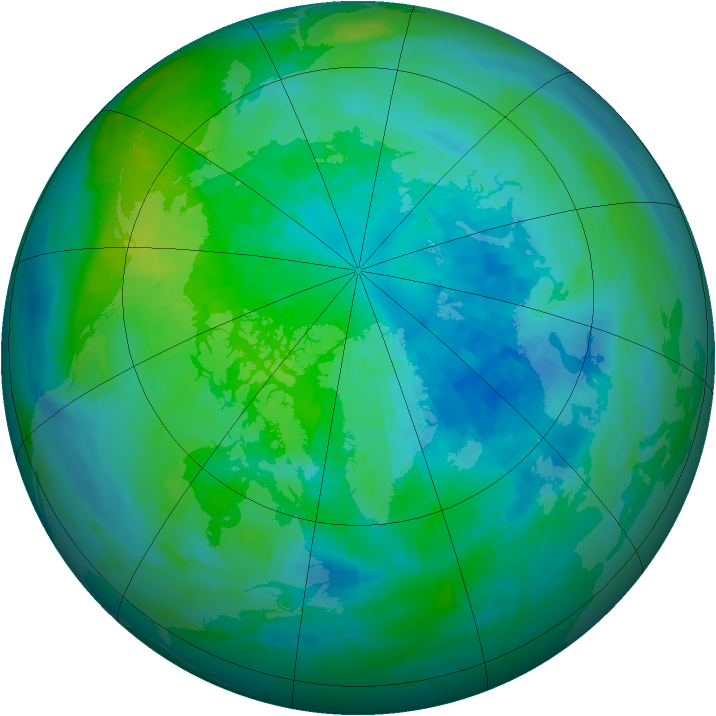 Arctic ozone map for 01 October 1990